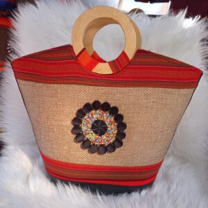 Traditional look design bag (Cream & Red)